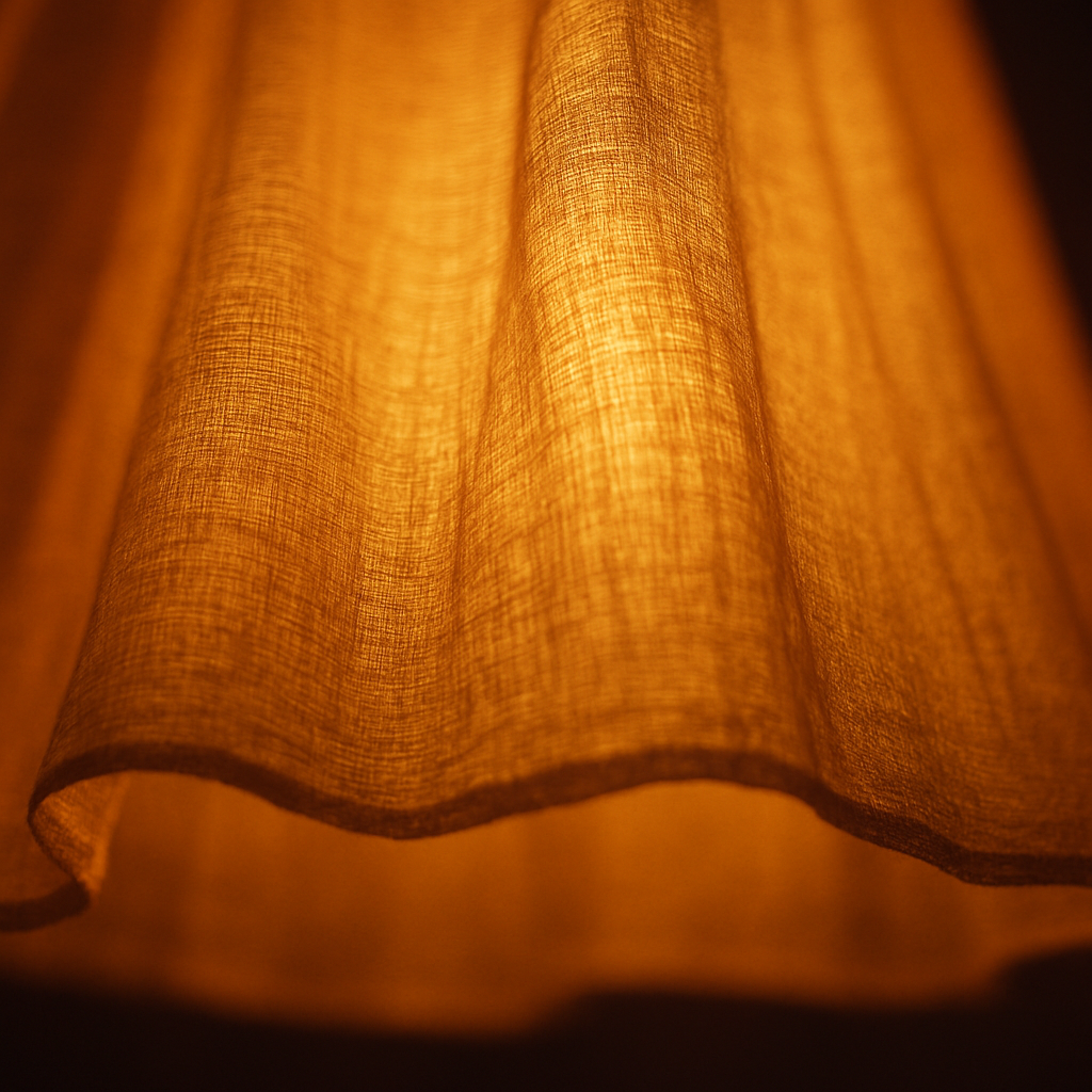 Lumi\u00e8re filtrant \u00e0 travers un abat-jour en soie